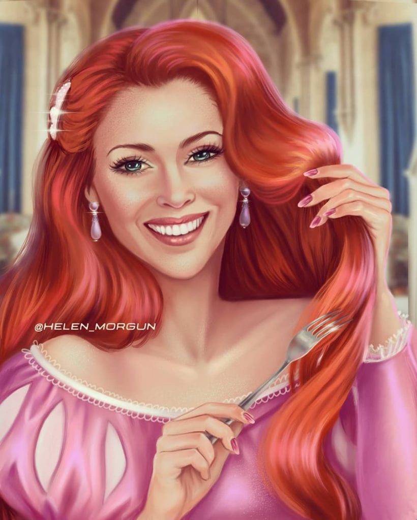 Ariel - Alyssa Milano |:  Artista ucraniano reinventa a tus celebridades favoritas como princesas de Disney |  Zestradar
