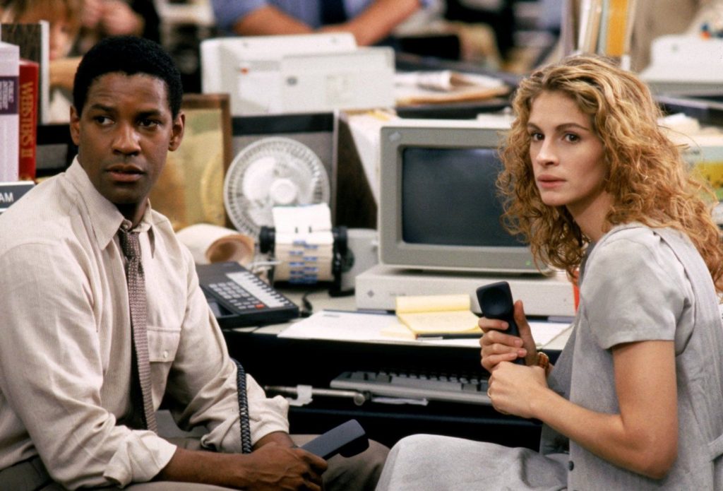 Denzel Washington y Julia Roberts (The Pelican Brief) |:  7 actores que se negaron a besarse en cámara  Zest Radar: