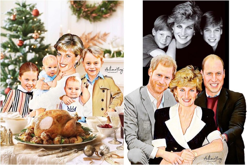 #2  Ilustraciones irreales de la familia real con la princesa Diana |  Zestradar