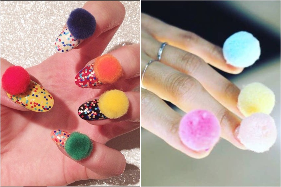 Arte de uñas con pompones |:  Las tendencias de arte de uñas más locas |  Zestradar