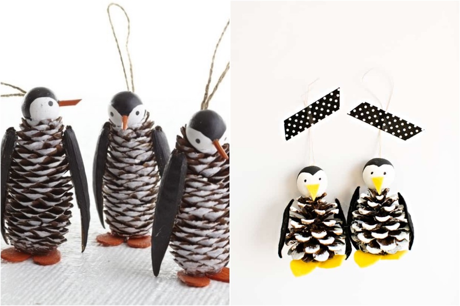 Pingüinos piña |:  10 manualidades con pinos para probar esta Navidad |  Zestradar