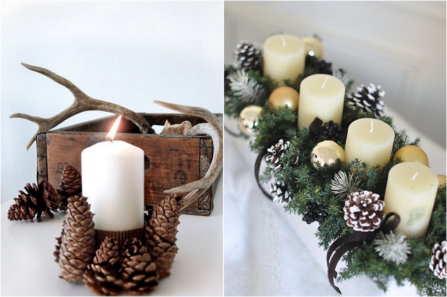 Candelabros de pino |:  10 manualidades con pinos para probar esta Navidad |  Zestradar