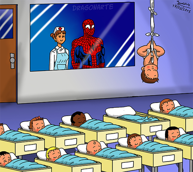 hombre araña |:  ¿Y si los superhéroes de Marvel y DC tuvieran hijos?  bayas de cerebro